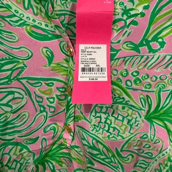 Lilly Pulitzer NWT Elsa Silk Top Fins and Flippers - Picture 3 of 4